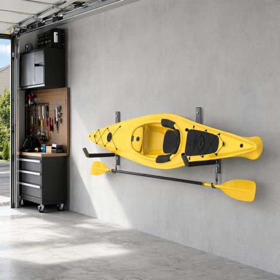 2PCS Kayak Rack, Wall Mount Space Saving Hanger, Heavy-Duty Carbon Steel Strong Holder, 200lbs Capacity Kayak Stand for
