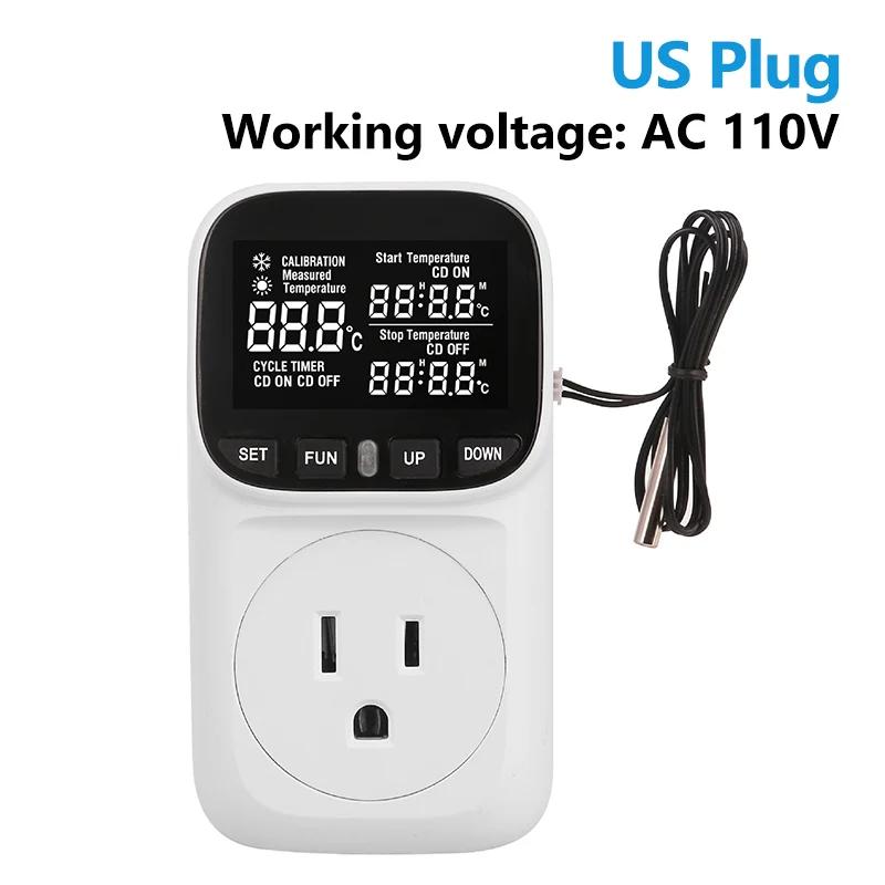 LCD Digital Display Thermostat Temperature Controller Socket 16A EU/US/UK Plug High-Precision Socket Outlet With Timer Sensor
