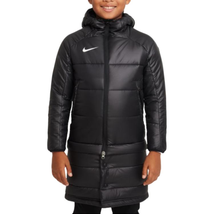 Nike Logo Einfarbiges Kapuzen-Baumwolljacke mit Reißverschluss Kinderjacken Schwarz DJ6363-010