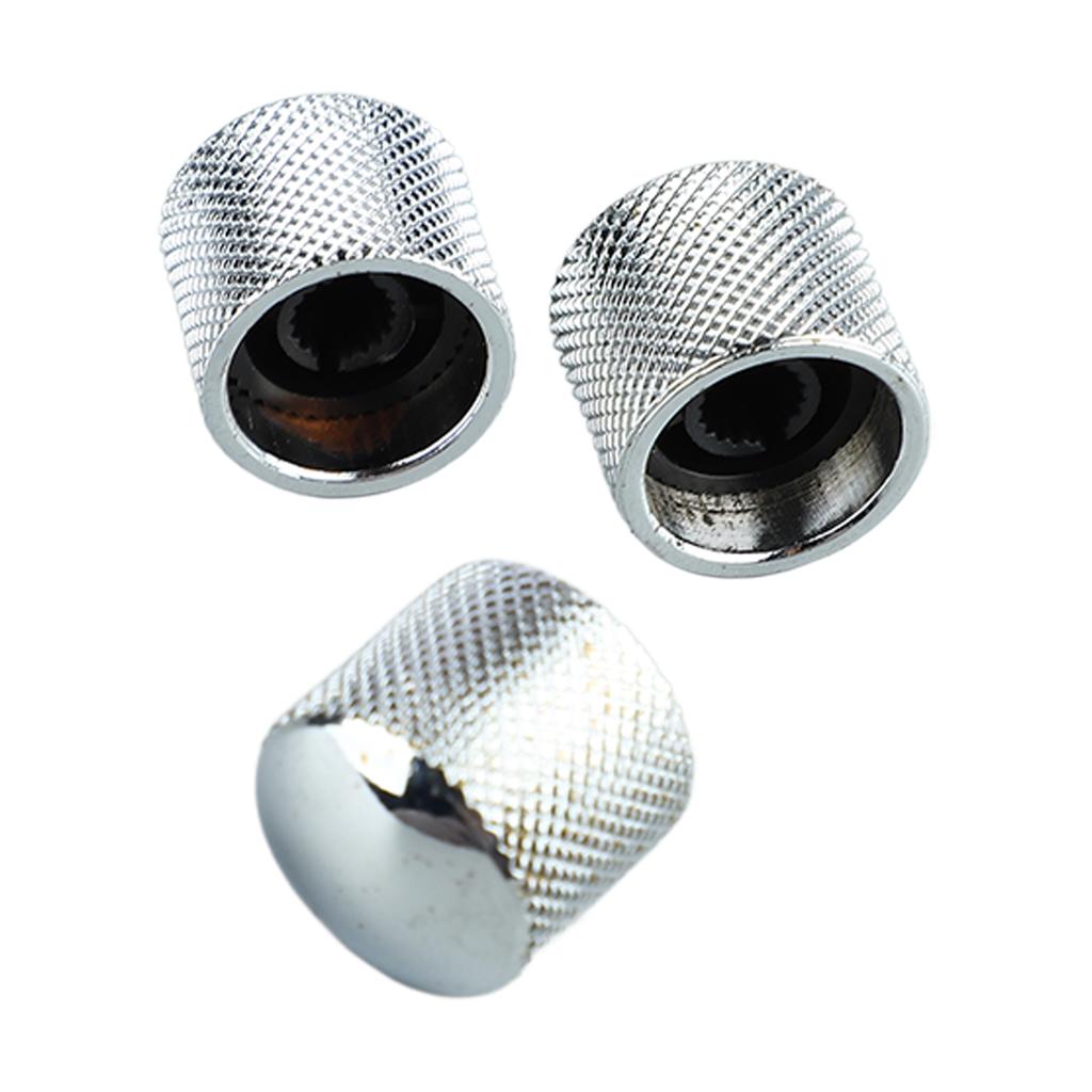 3Pcs Silver Electric Bass Volume Knob Electric Guitar Volume Tuning Potentiometer Control Knob