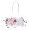 Lace Ribbon French Stick Handbag Sweet Underarm Bags Portable Bow PU Shoulder Bag  Girls