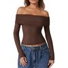 European and American Women's One-Shoulder Long-Sleeve Milk Silk T-Shirt - Elegant and Stylish Design