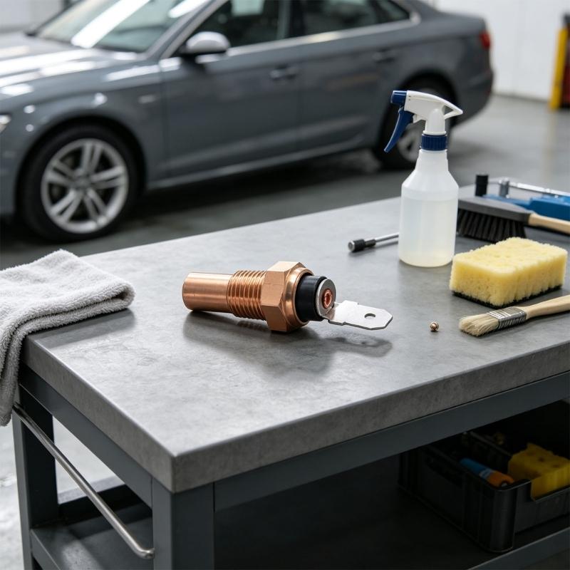 Threaded Coolant Temperature Sensor with Single Terminal Design, Engine Water Temperature Unit for Cooling System Repair and Routine Service
