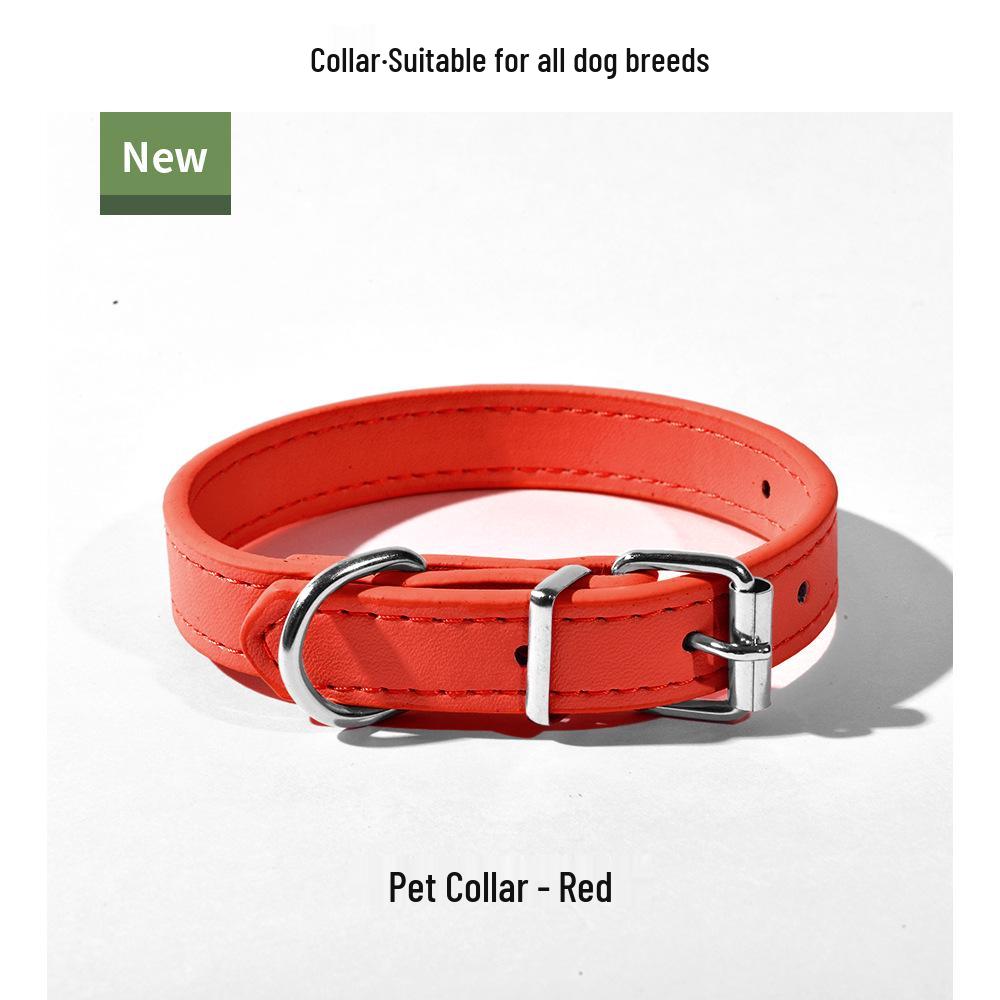 PU Leather Dog & Cat Collar for Small/Medium Breeds - Outdoor Walking Accessory