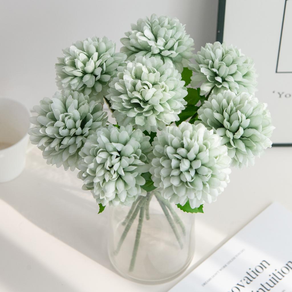 5Pcs Silk Ball Chrysanthemum Wedding Artificial Flower Decor Vase Box Home Room Scrapbooking Flower Gift Arrangement Accessories