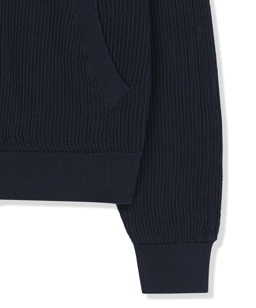 Matin Kim Back Logo Jacquard Mesh Knit Zip Up In Navy