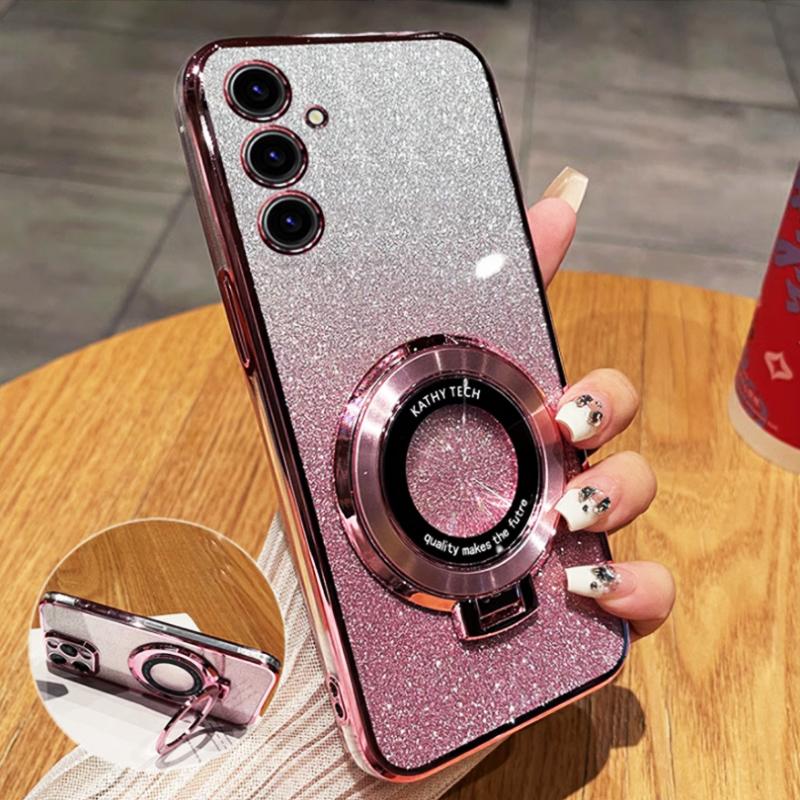 Luxury Glitter Plating Magnetic Holder Phone Case For Samsung Galaxy M13 M14 M54 M55 M23 M53 M52 M51 M31 M12 M33 Bracket Cover