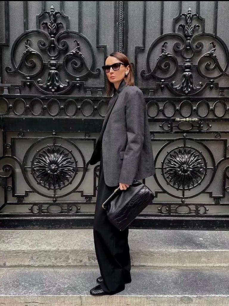 European & American Women's Fashion Plaid Suit Jacket