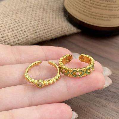 Enamel Cloud Ruyi Filigree Butterfly Open Ring Ring National Style Stacked Wearing Niche High-End Ring Woman