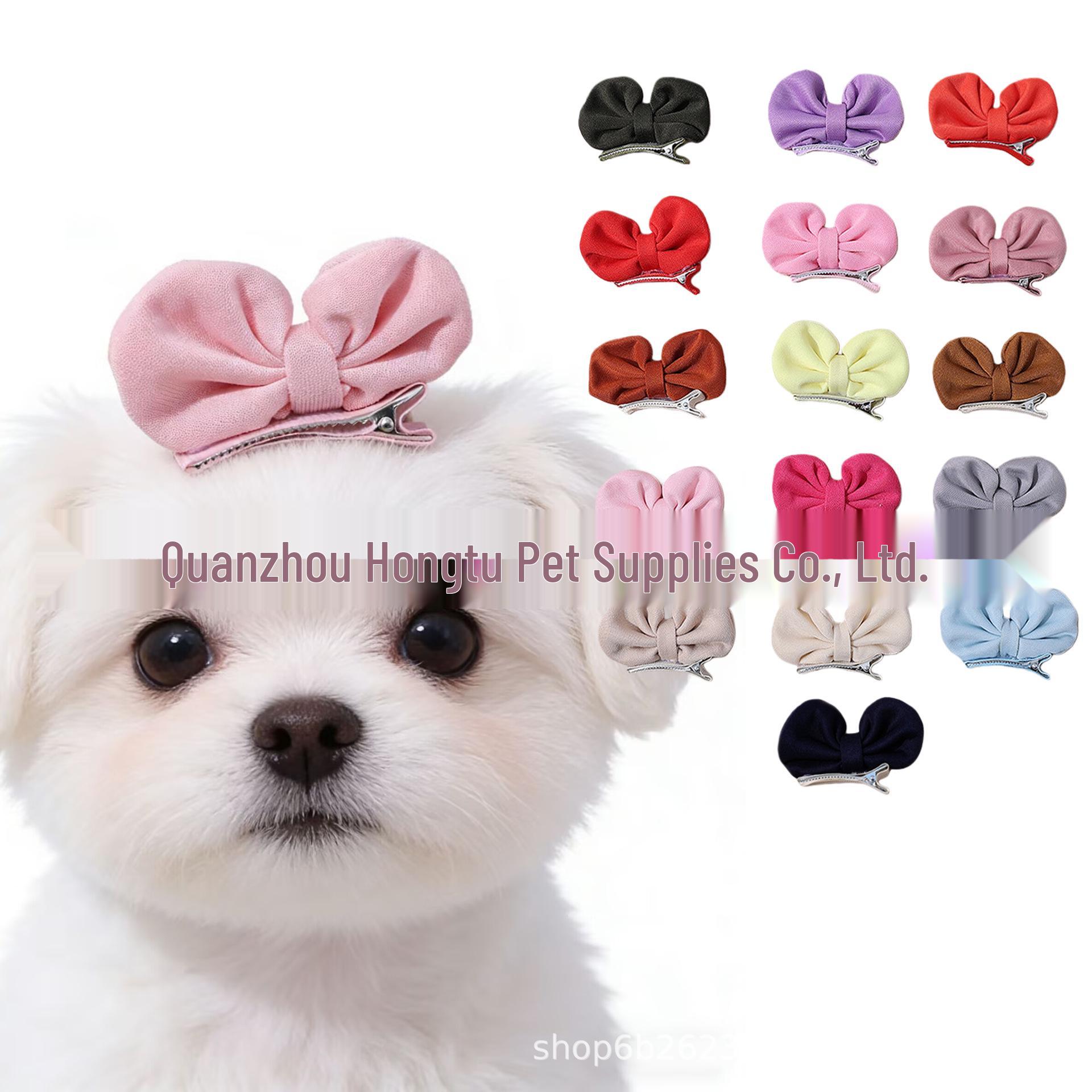 Pet Bow Hairpin: Cute Cross-Border Costume & Photo Prop for Dogs and Cats Orange Red