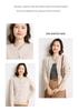 Women's Long Sleeve Cashmere Cardigan - Plain Round Neck Knitwear for Autumn/Winter