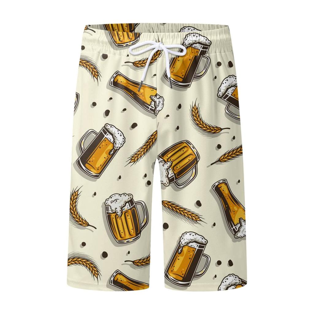 Herren-Shorts, Sommer, Urlaub, hawaiianisch, lässig, leicht, Herren-Shorts, feuchtigkeitsableitend, modische Herren-Shorts mit Taschen