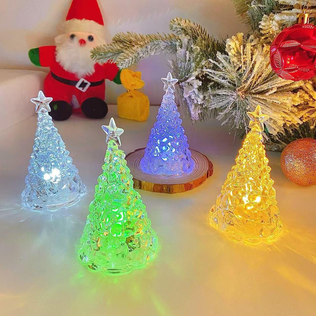 Seven-Color Star Christmas Tree Night Light - Decorative Bedside Table Lamp