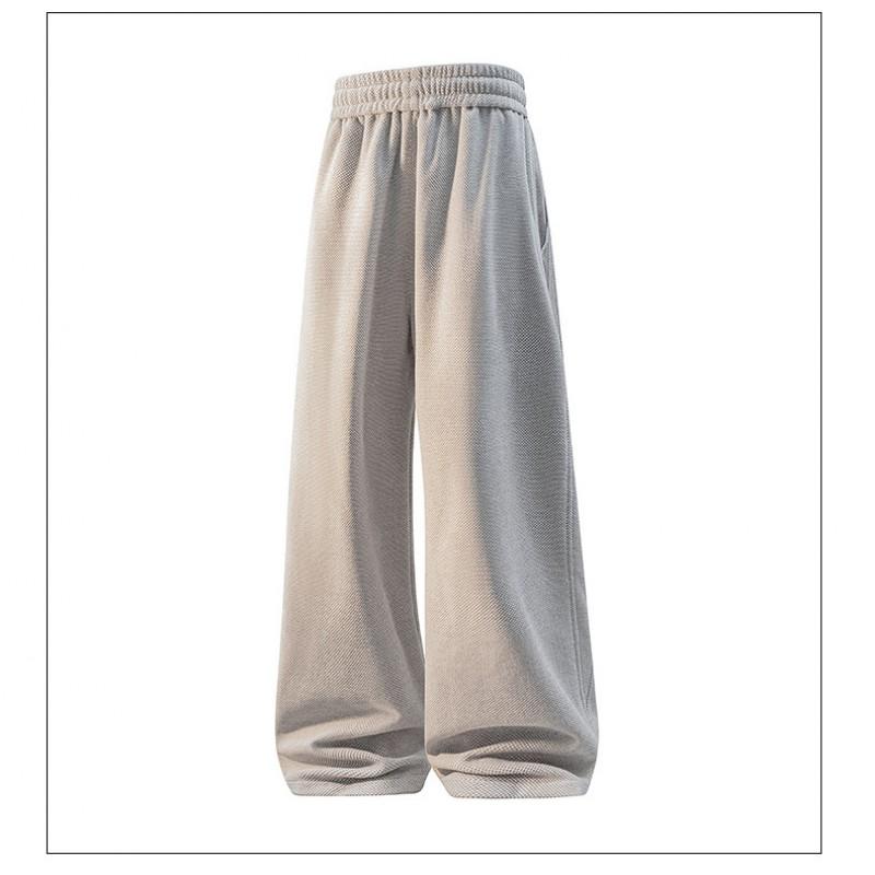 Plus Size Heavyweight Knit Sweatpants Men Straight Leg Casual Pants Solid Color Fall