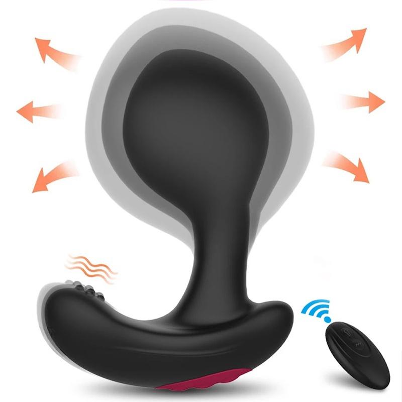 Bezdrátové dálkové ovládání Mužský masážní vibrátor prostaty Nafukovací anální kolík Expanzní Vibrační anální sexuální hračky pro muže Žena