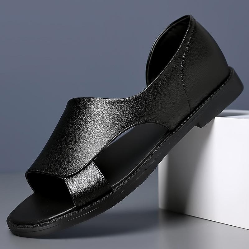 

Новая пляжная мужская обувь большого размера, кожаная обувь, мужская кожаная обувь, мужские повседневные мужские сандалии, нескользящая верхняя одежда, обувь 38