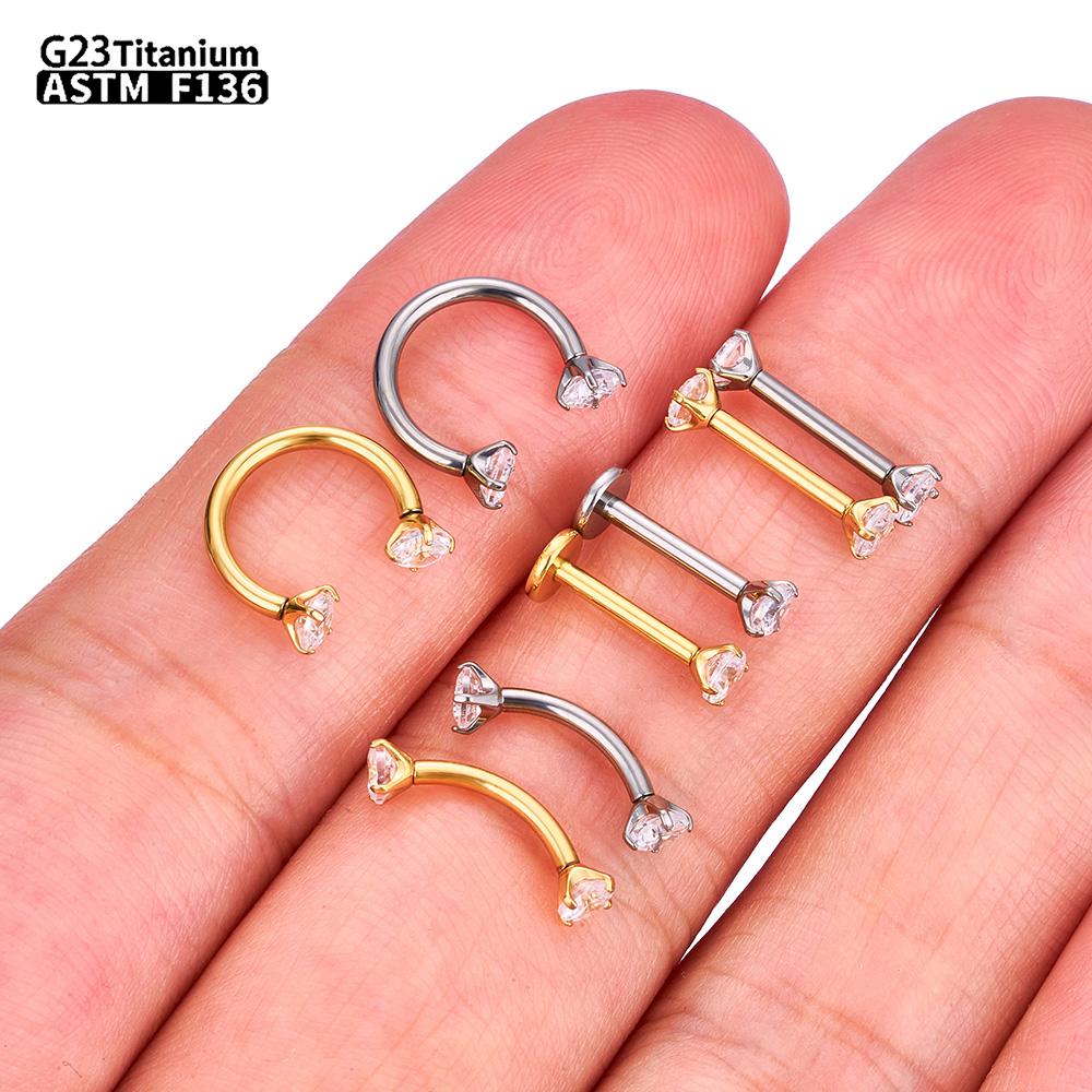 1/5PCS G23 Titanium internal thread Labret Lip Stud Piercing Eyebrow Body Jewelry Nose Ring C rod For Women Septum Piercing