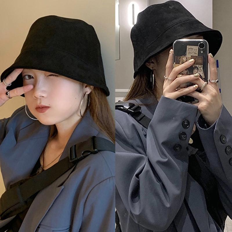 All-match Retro Suede Basin Hat Fashion Fisherman Hat Windproof Bucket Hat for Fall Winter Daily Wear Morning Workout
