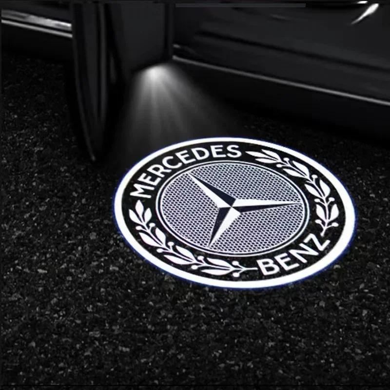 2pcs Car Door Light Laser Logo Decor Project Ghost Lamp Mercedes Benz Amg A B C M ML GLA GLS E Class W176 W205 W166 W246 W2121 S3H8G