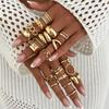 Irregular Liquid Lava Metal Pleated Open Ring, Fashionable Hollow Smooth Joint Ring