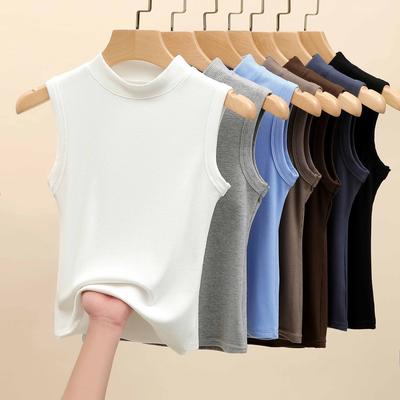 Stylish Vest Elegance Fashion Casual H520 Round Neck Threaded Bottoming Shirt Female Sleeveless Undershirt Camisole Outer Wear Inner Top Straight