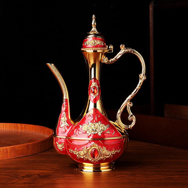 Metal Handicraft Wine Glass European Small Rose Pattern Creative Baijiu Set Wine Set European Wine Jug Set