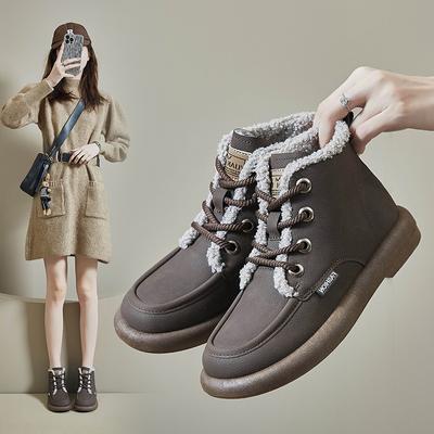 Cotton Shoes Women's 2024 Winter New Velvet Warm Short Boots Versatile Student Tide Flat Bottom Snow Leisure Women