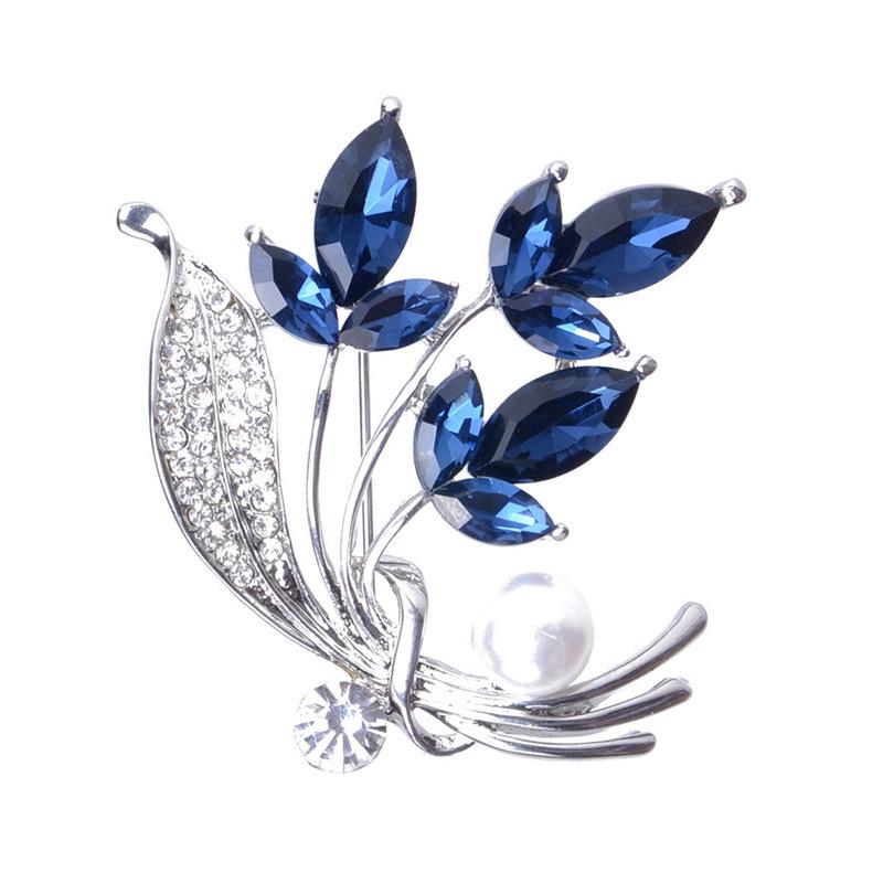 Korean Crystal Wheat Ear Pearl Brooch: Exquisite Rhinestone Pin for Clothes