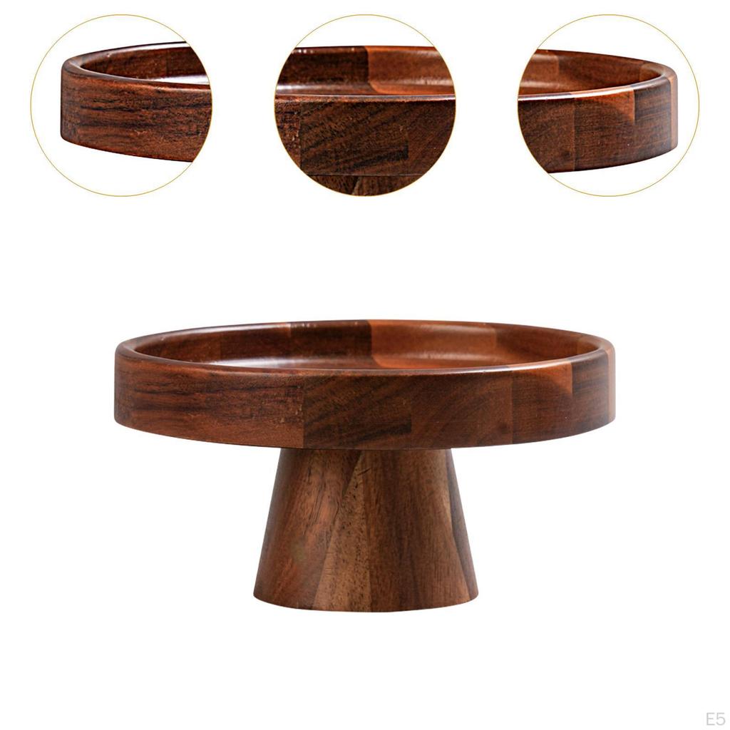 Massives Holztablett, Servierständer für Vorspeisen, Kuchenteller, mit hohem Fuß, für Obst, Snacks, Hochzeiten