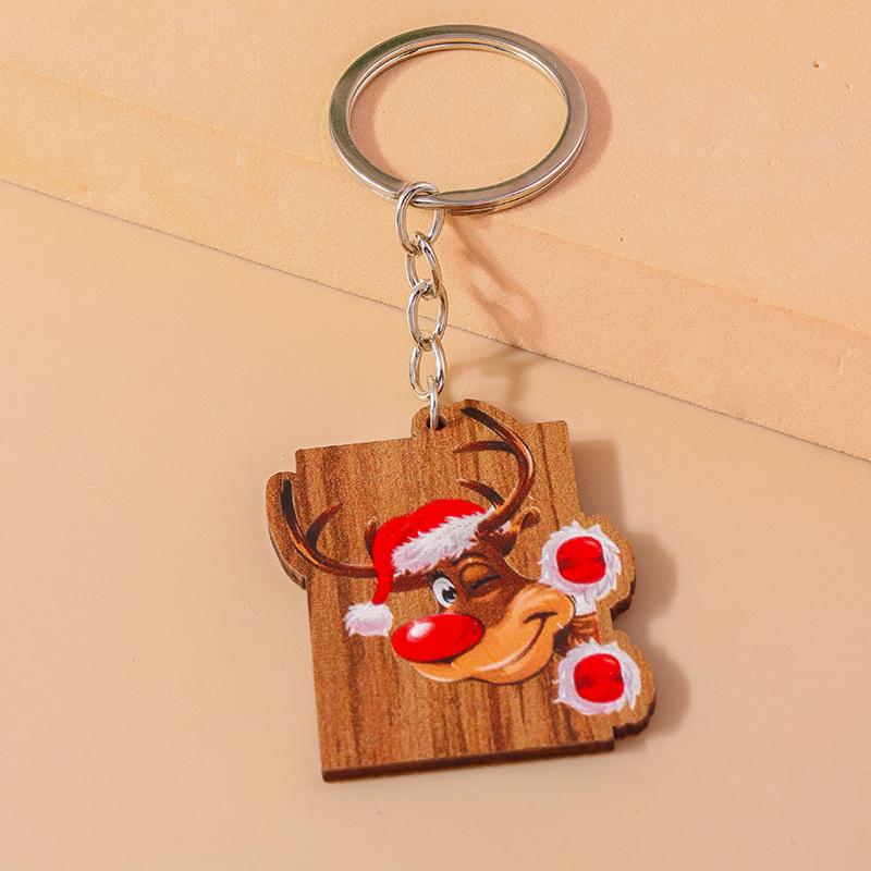 Cute Christmas Key Chain Snowman Santa Claus Key Ring Pendant for Car Key Holder Women Girls Handbag Decor DIY Jewelry Gift