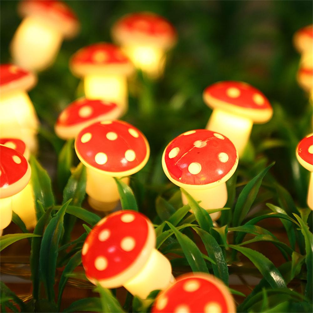 

2m 20 LED Mushroom Decor Fairy Lights Battery Operated String Lights Gifts A