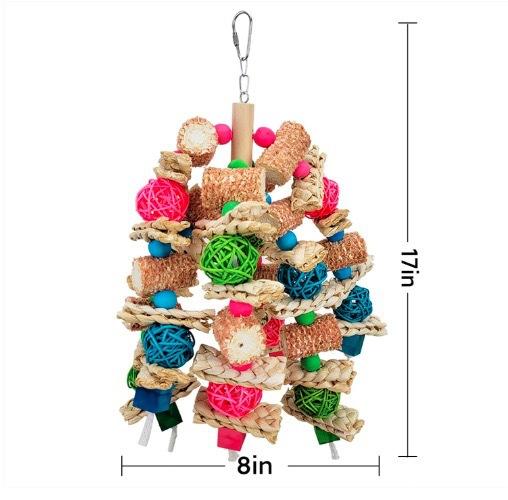 Large Parrot Chewing Toys Color Wooden Bird Cage Toy Natural Corn Nuts Parrot Toy for African Grey