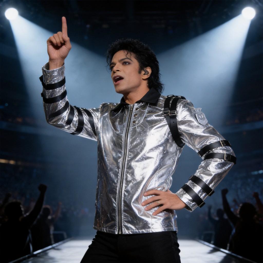 Disfraz de Cosplay de Michael Jackson Para Actuación en Escenario Con Tejido Mixto Sintético Para Adultos