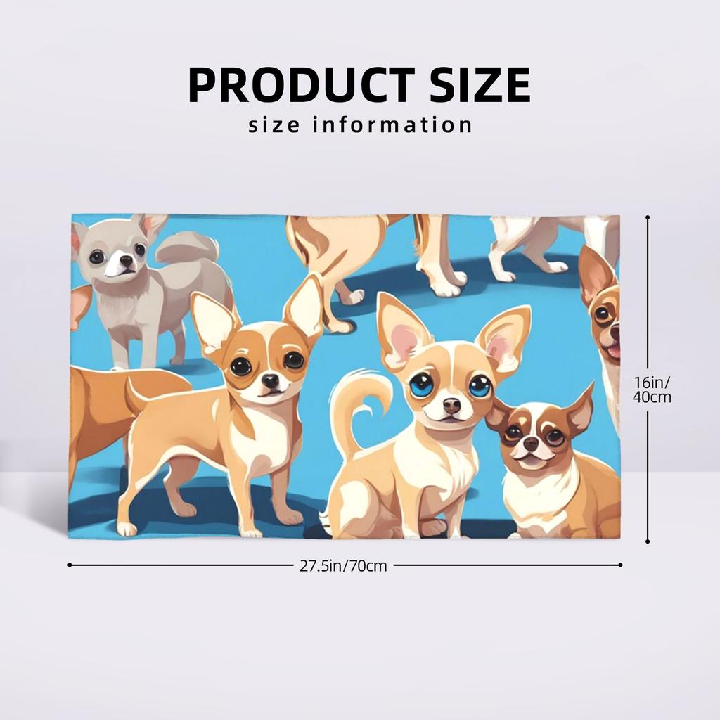 A pack of Chihuahuas, basic blue color Soft Face Towel Quick Dry Pool Bath Cotton Towels Absorbent