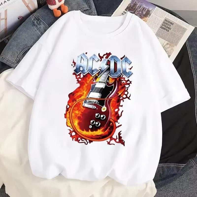 Rock Music ACDC Printed T Shirts DC Graphic Tshirt Men Casual Short Sleeves Streetwear T-shirts Summer Male O-Neck Tops Tees