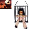 Scary Skull Cage Prisoner Haunted House Decor Spooky Hanging Ghost Screaming All Hallow Day Prop wit