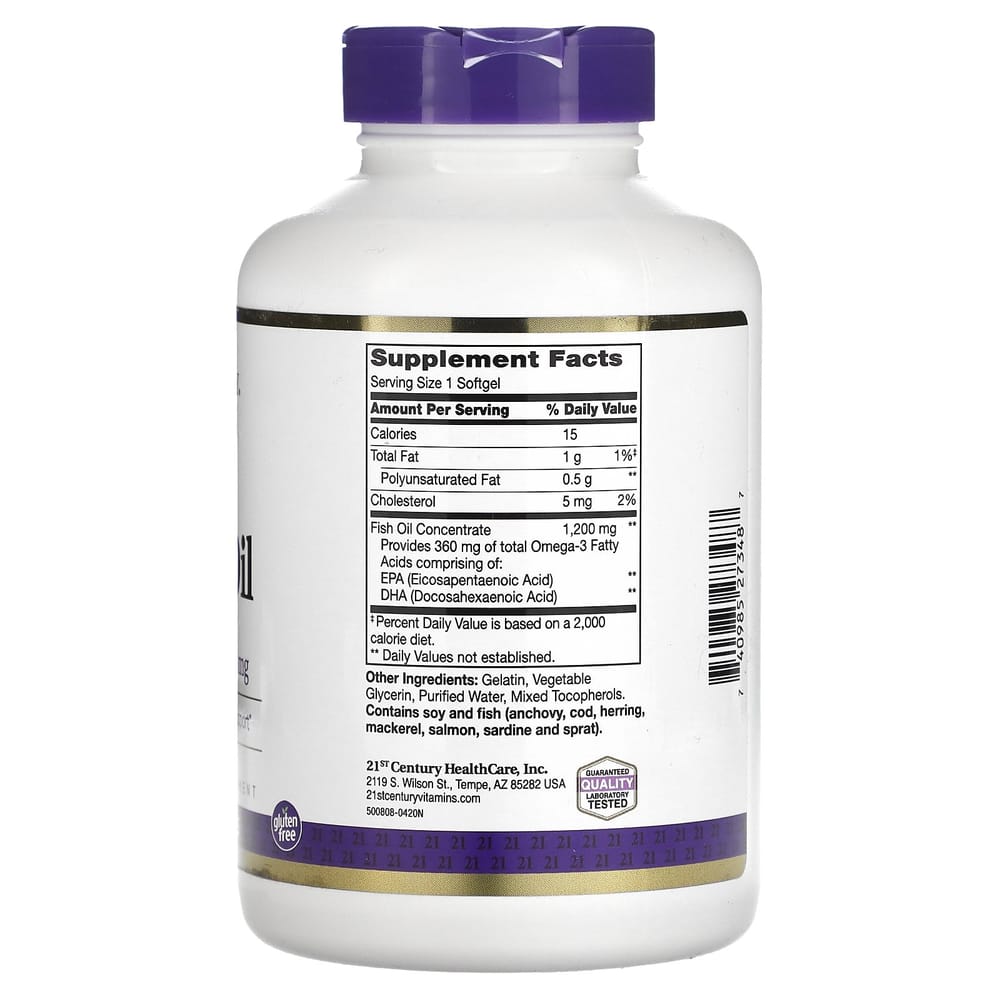 21st Century Sentry Fish Oil 1200mg Softgels, 140 Count