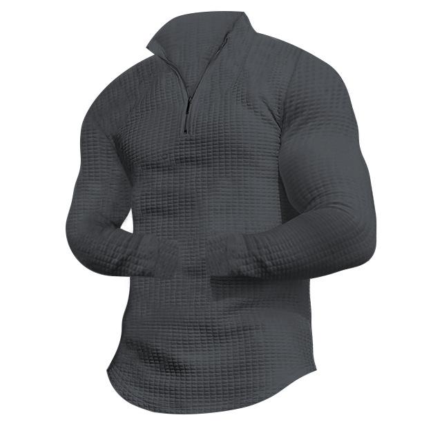 

Европа и США Мускулистые мужчины Весна и Осень Обтягивающая спортивная одежда Тренировочная футболка с длинными рукавами 3XL темно-серого