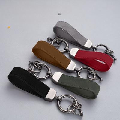 Llavero Anillo de Cuerda de Cuero Gamuzado Moda Simple Hebilla de Herradura de Metal para Mujeres Hombres Mochila Colgador de Cintura Accesorios de Joyería