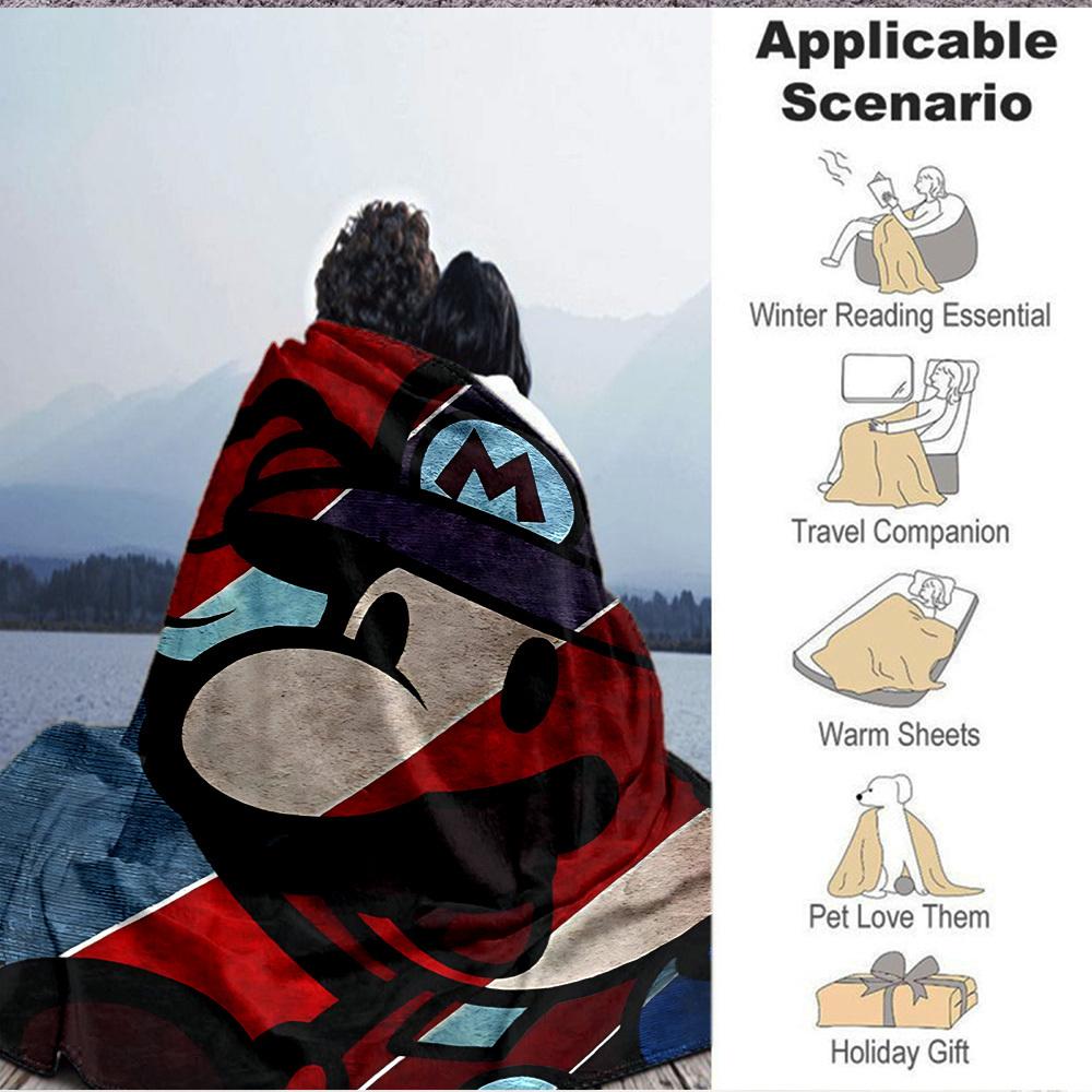 1pc Mario Bros Soft & Warm Flannel Blanket, Multi-Purpose Throw Blanket for Couch, Sofa, Office, Bed, Camping, Travel 147