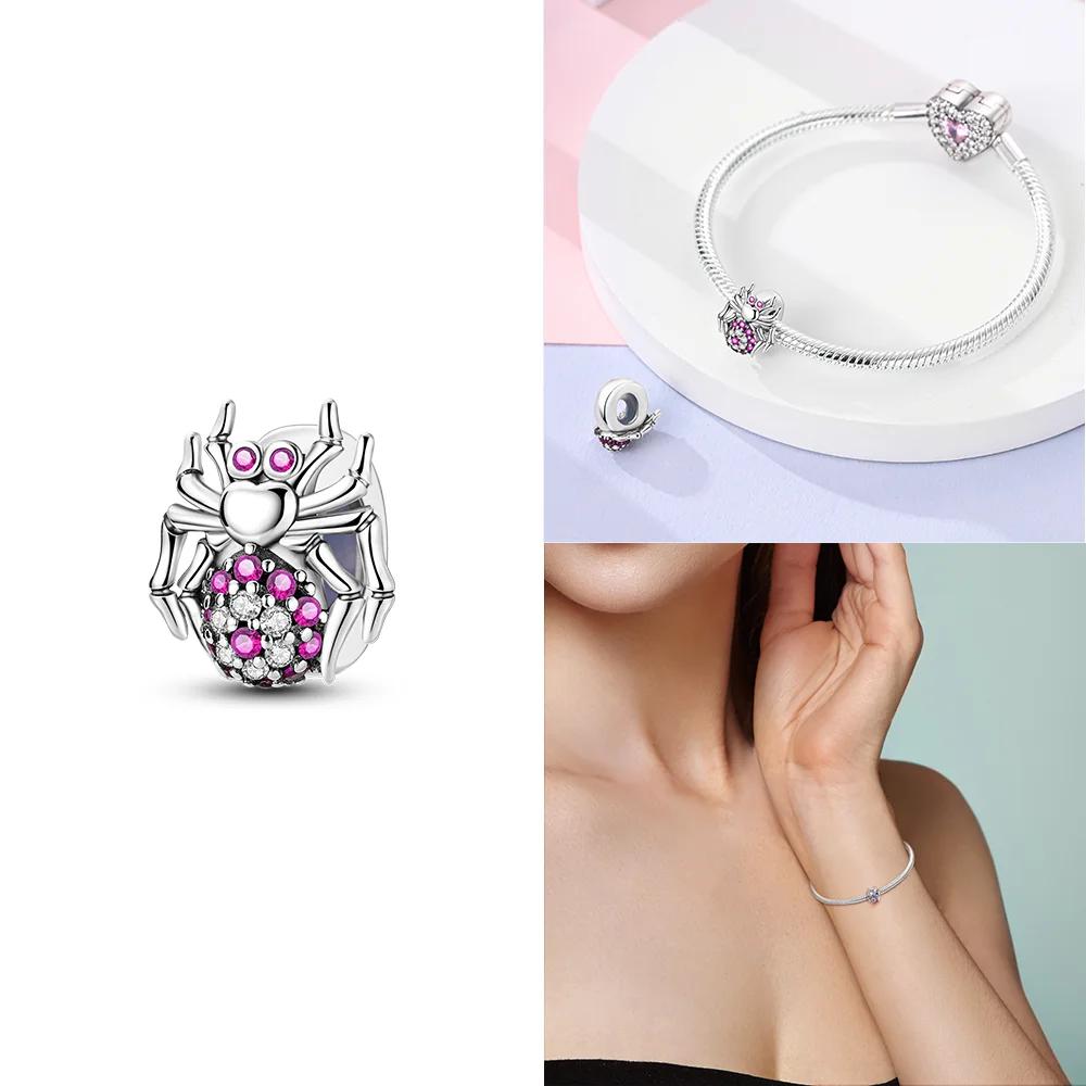 Original Charms Copper Luminous Alarm Clock Perfume Bottle Leaf Spider Beads Fit Bracelet Jewelry Women Diy Gift