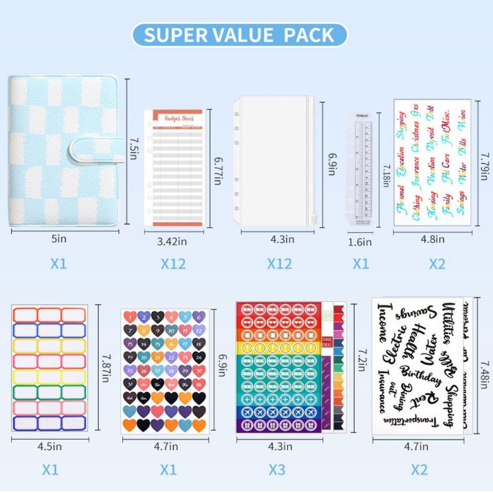PU Leather Money Saving Binder A6 Budget Binder with Cash Envelope  Money Saving Challenge