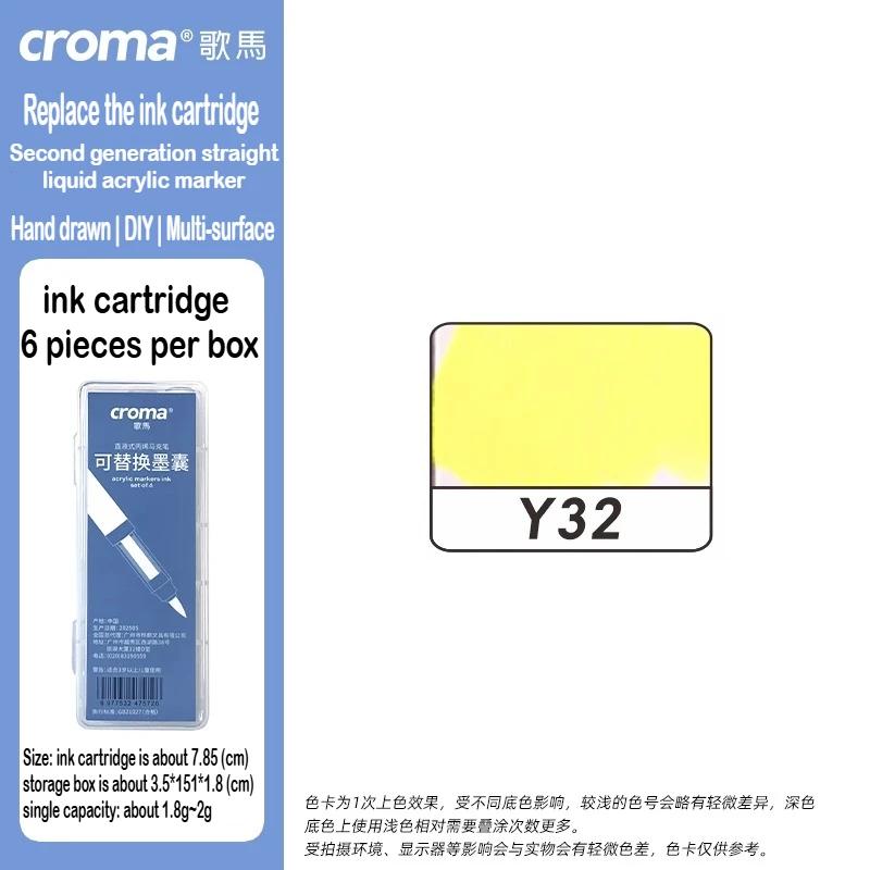 Croma 160/24 Color Replaceable Ink Refill Liquid Soft Tip Acrylic Marker Non Toxic Waterproof School Office Supplies Stationery