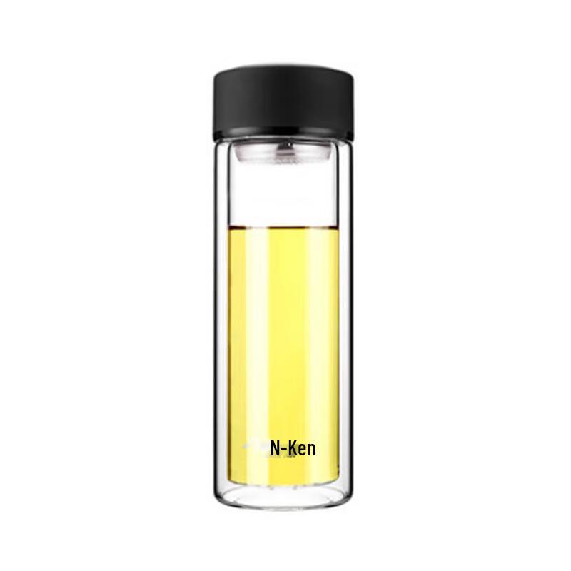 FUGUANG Double-Layer Glass Water Bottle with Filter, 420ml