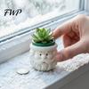 Hand Painted Resin Pot Cute Santa Claus Flowerpot, Decorative Christmas Desktop Flower Planter, Container for Indoor Home Office Window Sill