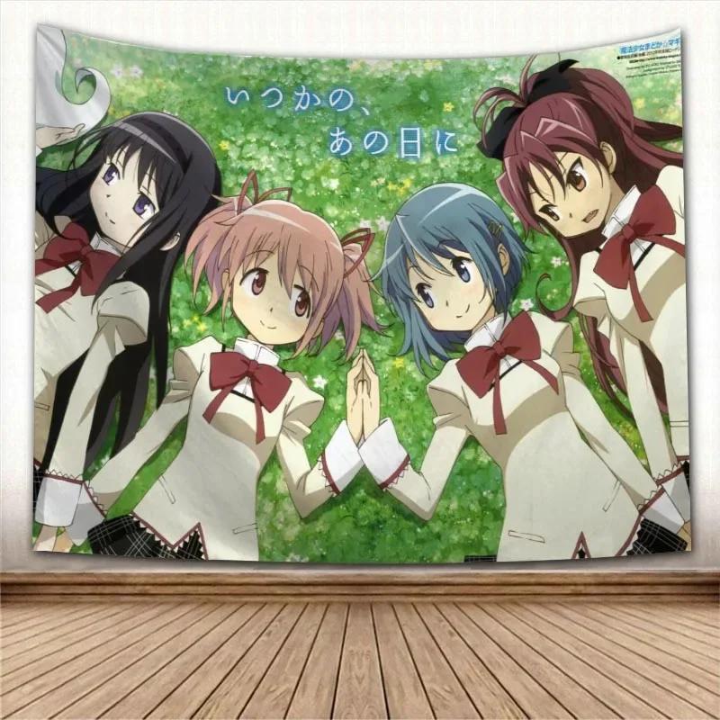 

Puella Magi Madoka Magica Kawaii Anime Tapestry Psychedelic Decorative Carpet Wall Fabric For Living Room Bedroom Accessories 74x94cm(29x37in)