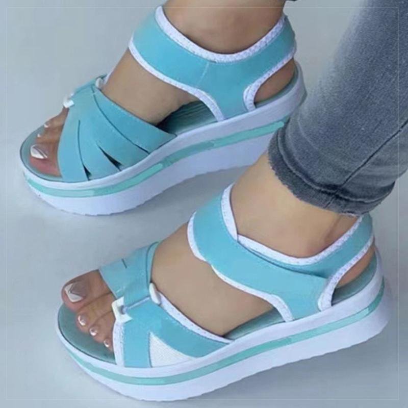 

Women s Sandals Mix Color Wedges Heels Sandals Summer Shoes Woman Heeled Sandals Platform Summer Shoes Women Block Footwear 43 рожевий