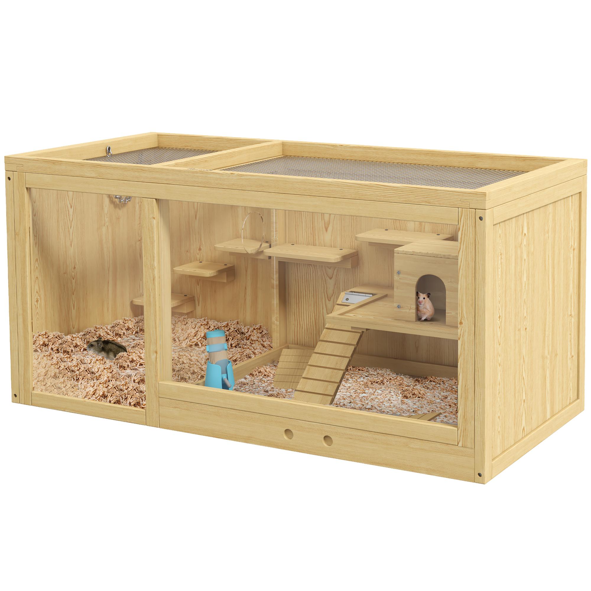 Wooden Hamster Cage with Water Bottle
