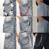 Hip Hop Mens Waist Chain With Imitation Pearl Flower Cross Pendant Dual-Layer Metal Belt Accessory Jeans
