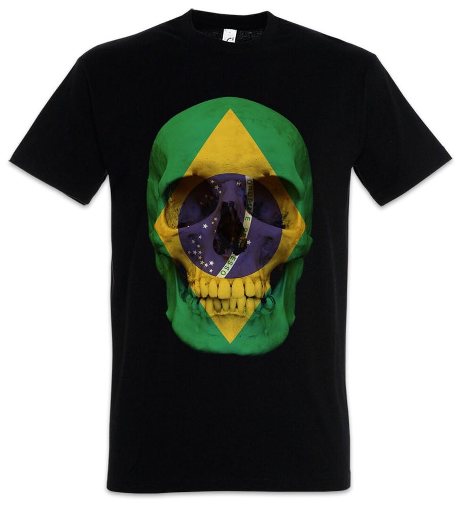 

CLASSIC BRASILIA SKULL FLAG T-SHIRT - Skull Banner Flag Brazil M